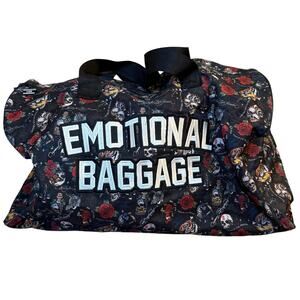Emotional Baggage Duffle Gym Bag Assholes Live Forever Tiger Skull Rose Black